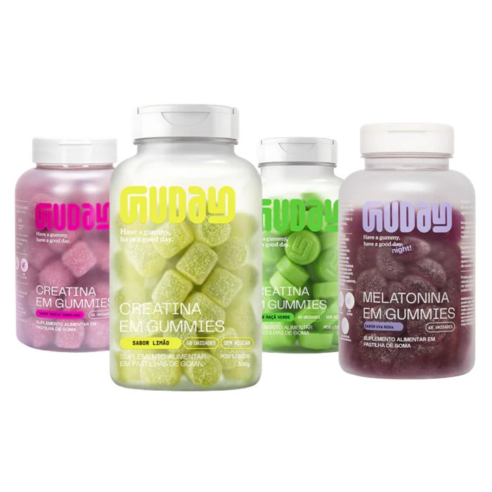 3 Potes Creatina Gummy (Maçã Verde, Frutas Vermelhas, Limão) + Melatonina Brinde